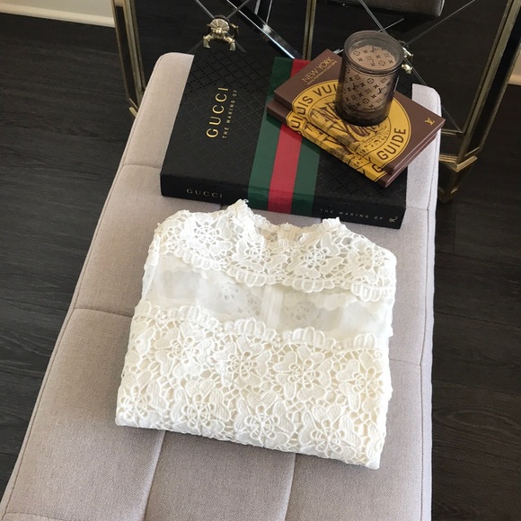 Chicwish Flower Dance Mesh Crochet White Top - Picture 8 of 8